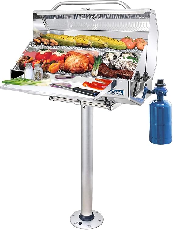 Magma T10-185 Double Locking Pedestal Baot Grill Mount, Cast Aluminum