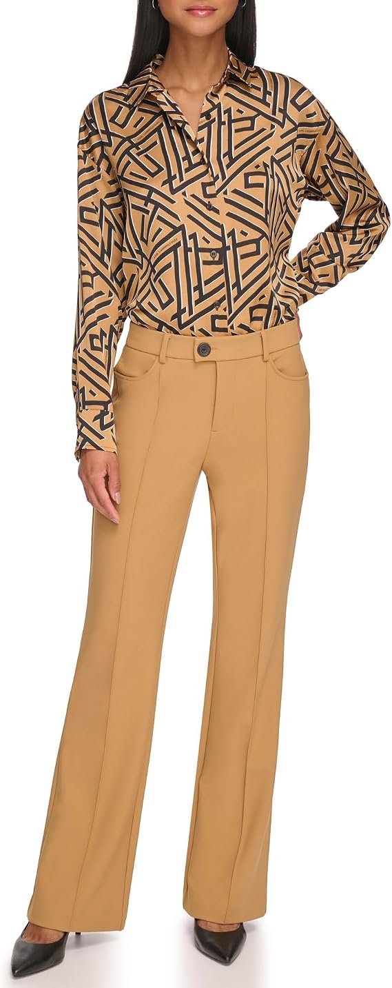 Karl Lagerfeld Women's Flared Nylon Compression Pant