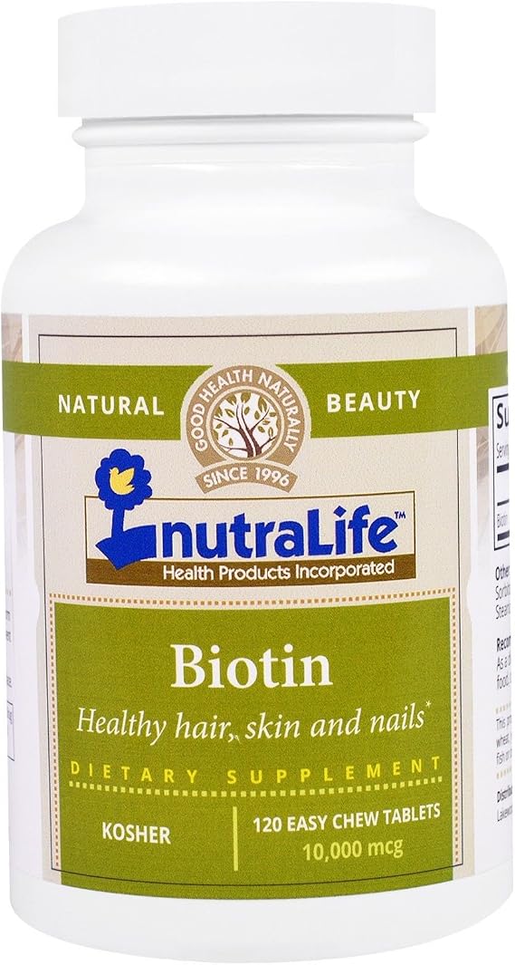 NutraLife Biotin, 10,000 mcg, 120 Easy Chew Tablets