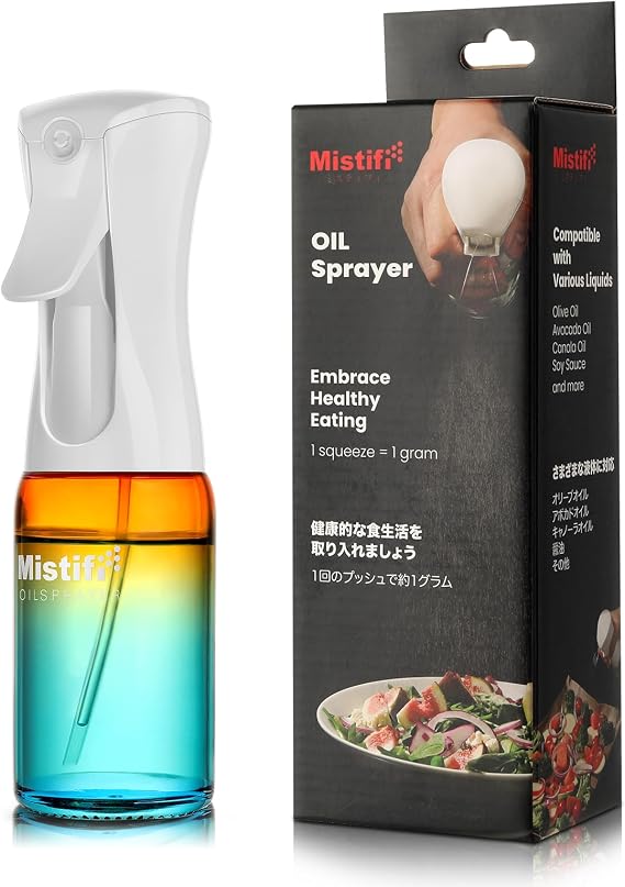 Misty High Performance Oil Spray, 5.1 fl oz 150 ml, Glass Bottle, For Low Profile Healthy Cooking, Misting Type, Micro Mist Spray Cooking, Spray Bottle, Increased Durability PS635, Sunset Light