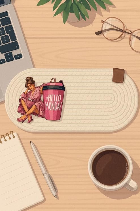 AHS Tasarım Sweet Coffee Dream –DTF Baskılı Pamuk Halat Kahve Sunumluğu Pembe 12 x 22