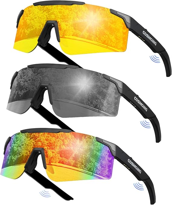 Sport Smart Sunglasses, Cycling Bluetooth Sunglasses for Men Women, Magnetic Charging Bluetooth 5.4 with UV Protection, Stereo Audio Wireless Headset for Cycling Running Hiking