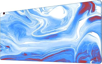 NPET N110 Extended Big Mouse Pad Large, XXL Gaming Mouse Pad Desk Pad, 35x17 inch Long Computer Keyboard Mouse Mat Mousepad with 3mm Non-Slip Base and Stitched Edge for Home Office Work, Light Blue