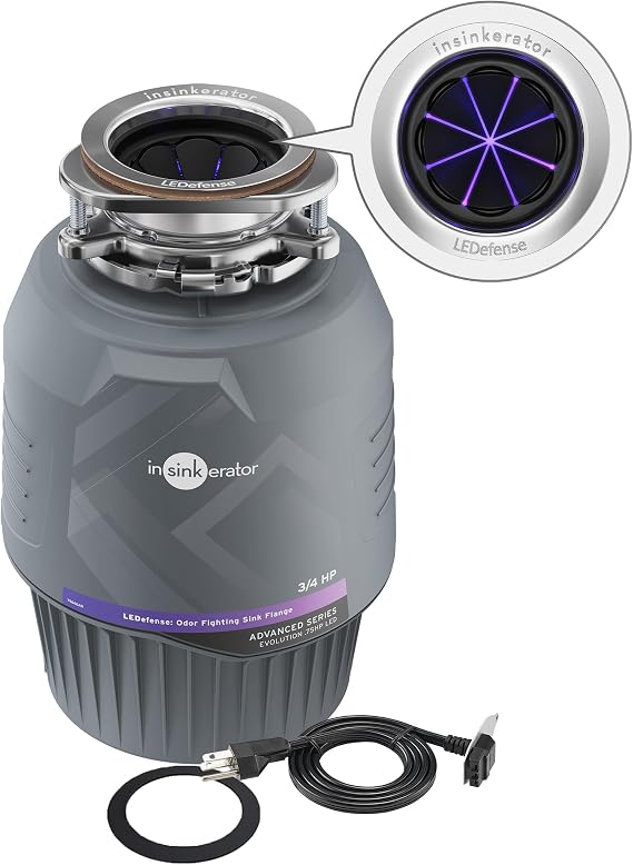 INSINKERATOR Evolution .75HP LED Garbage Disposal & Antimicrobial Flange