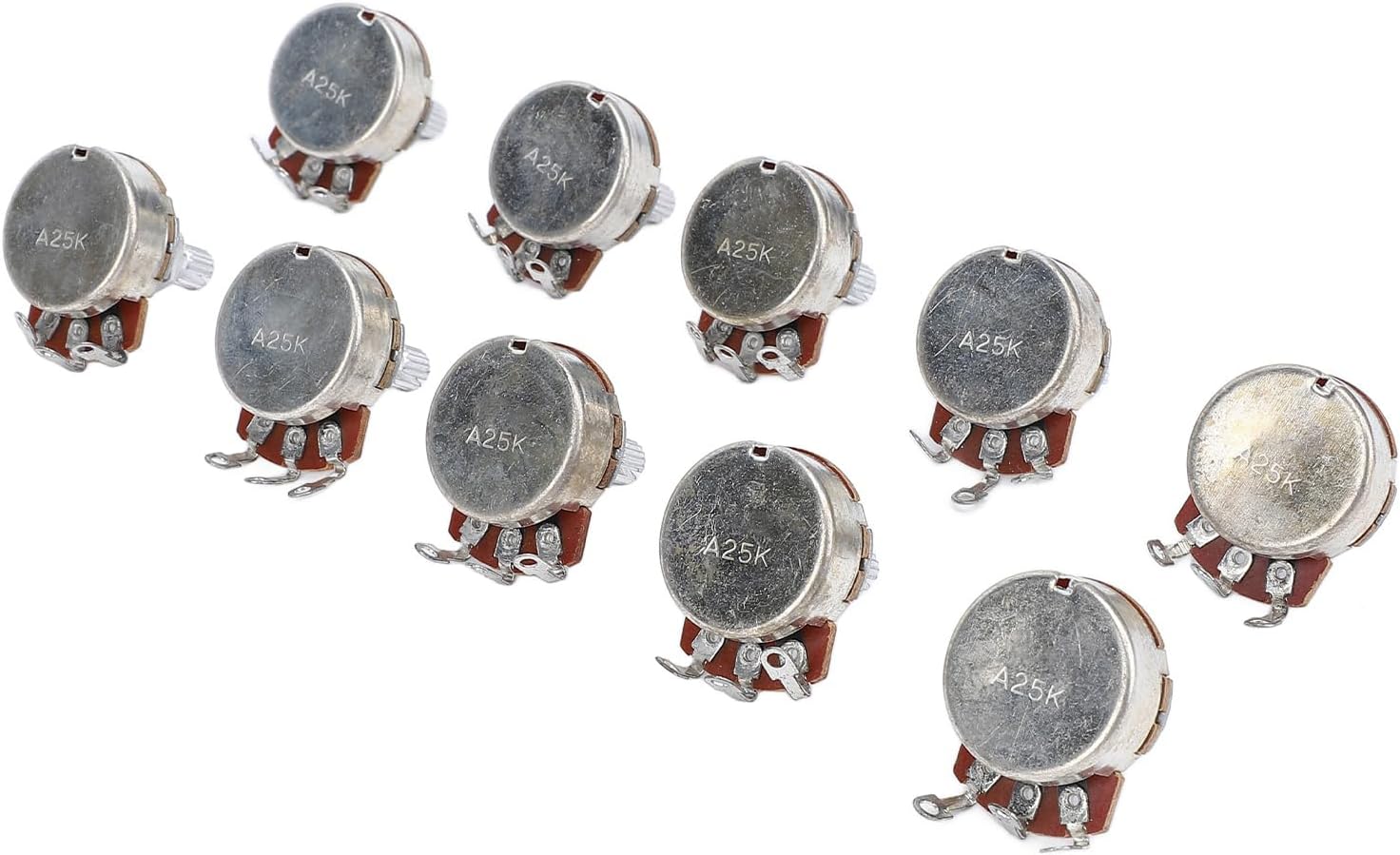 10 Pcs Electric Guitar Pot, 25K 18mm Shaft Guitar Potentiometer Audio Pots for Volume Tone Control A25K