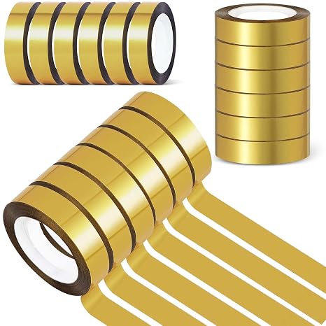 HFKPJRT Gold Tape, 6 Rolls Gold Washi Tape, Self Adhesive Gold Electrical Tape, 165 Yards Mirror Gold Metallic Tape for TV Frame Wall Decor Crafts and Gift Box Wrapping(1/2 Inch)
