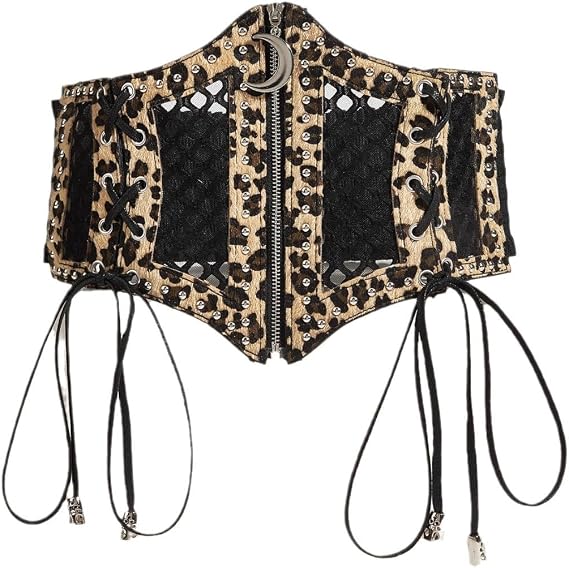 Lace-up Cinch Belt Wide Elastic Corset Waspie Gothic Cincher Belt Women