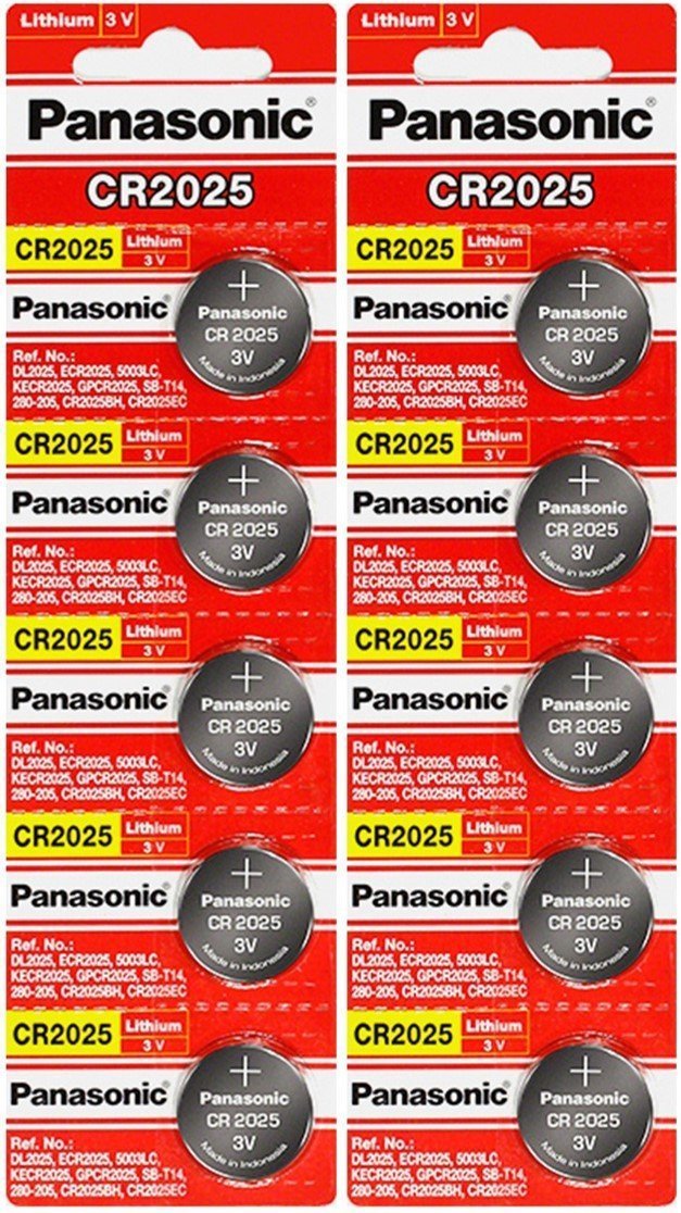 Panasonic CR2025-10 CR2025 3V Lithium Coin Battery Pack of 10