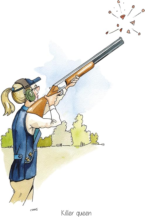 Killer Queen LADIES A5 Clay Pigeon Target Shooting Greeting Card with envelope - blank inside for your own message. (AC59)