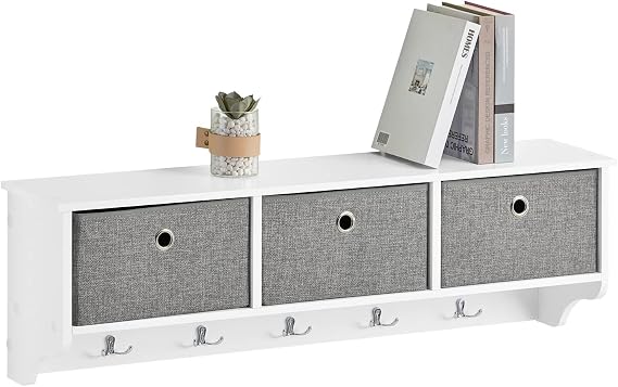 Haotian SoBuy Wall Shelf with Hooks, Coat Rack Wall Mounted with Shelf