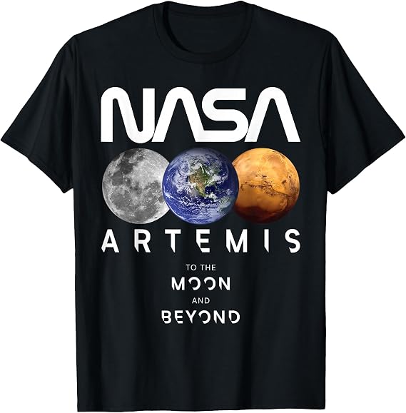 NASA Artemis Mission Earth Moon Mars Worm Logo T-Shirt