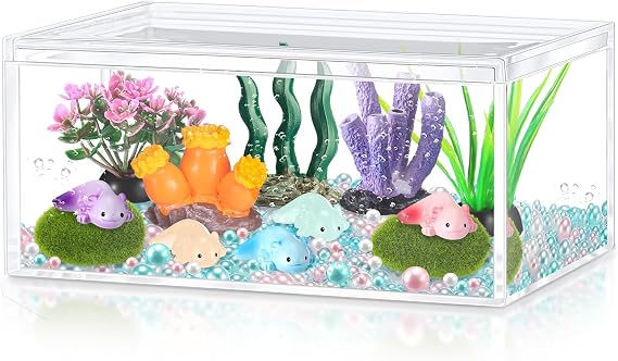 HyDren Axolotl Crafts DIY Tank Glow in The Dark Mini Axolotl Figures Gift for Home Sea Themed Birthday Party Decorations