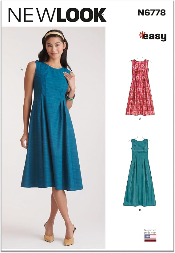 New Look UN6778A Easy to Make Misses' Dress Sewing Pattern Packet, Design Code N6778, Sizes 10-12-14-16-18-20-22