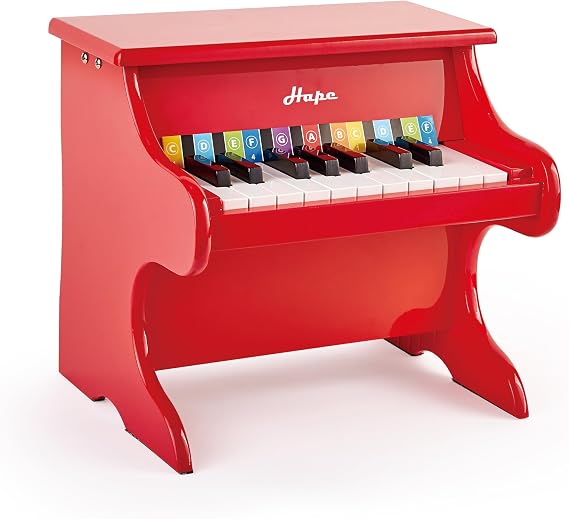 Hape Playful Piano Toy | 18-Key Wooden Mini Musical Instrument Toy, Red