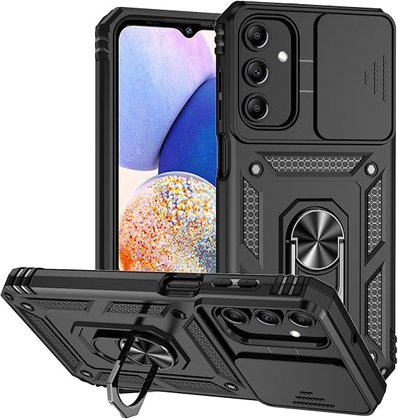 WisePhone II ケース、WisePhone 2 電話ケース、リングホルダー付きバンパーアーマーケース、キックスタンドフルボディ保護ディフェンダー頑丈なケースカバー WisePhone II 26.5インチスマートフォン、ブラック