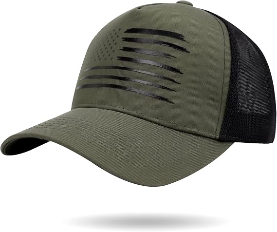 LiuSuper American Flag Mesh Back Trucker Hat for Men, Adjustable Snapback Baseball Cap for Women, 3D Embossed Logo USA Flag