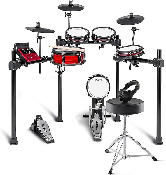 Alesis Nitro Pro and Drum Essentials Bundle - Electric DrumKit with Accessory Pack including A Drum Throne and On-Ear Headphones