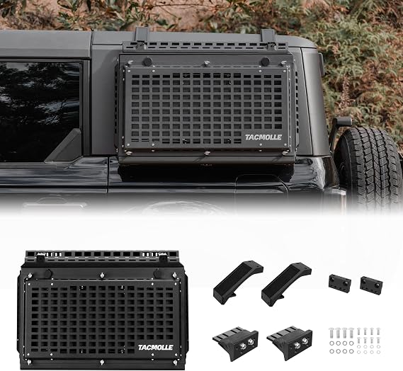 Rear Side Window Storage Box, Tactical Modular Storage MOLLE Panel for Tools MOLLE Accessories, Rear Window Storage Panel Kit Storage Box with Lock Fits for Ford Bronco 2021-2024