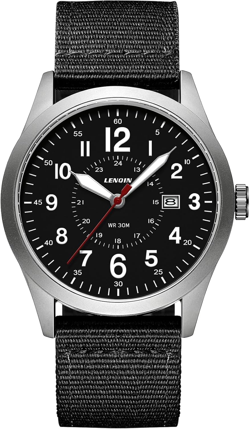 LN LENQIN Mens Watches Military Watches Analog Quartz Watches for Men Waterproof Wrist Watch with Date Army Tactical Field Sports Watch Nylon Band