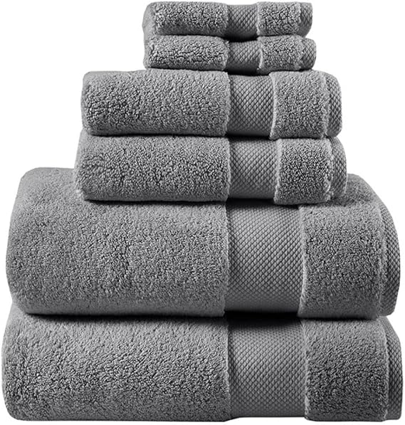 Madison Park Splendor 1000 GSM Cotton Plush Bath Towel Set, 6 PC, Charcoal