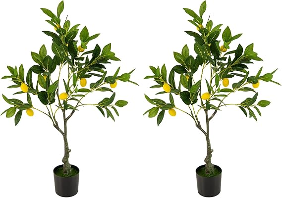 2 Pack 32'' Artificial Lemon Tree with Lemon Fruits