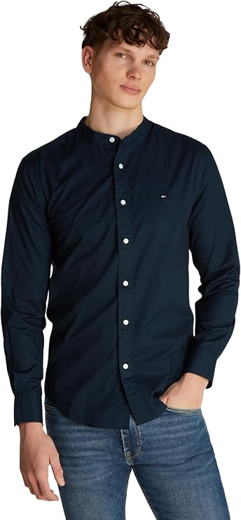 Tommy Hilfiger Men's Shirt Flex Poplin Solid Mao Regular Fit