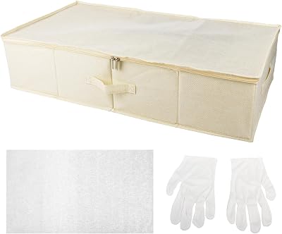 Klmnop Wedding Dress Storage Box, Large Preservation Box with 40Pcs Acid-free Tissue Paper and 1 Pair Microfiber Gloves for Storage Wedding DressBeige