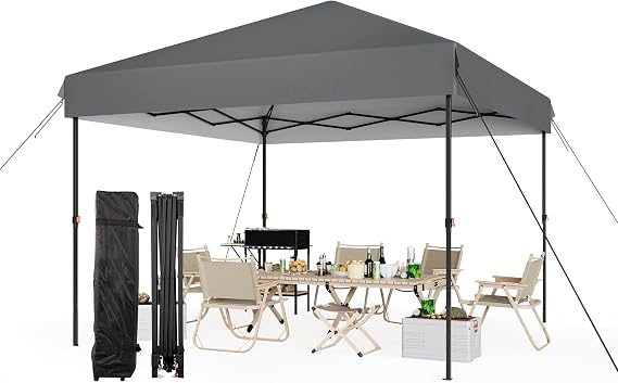 10x10 Pop Up Canopy, Waterproof Heavy Duty Commercial Canopy Tent with Wheeled Carry Bag, Strong Metal Frame Easy Up Sun Shelter for Outdoor Events, Parties, and Gatherings
