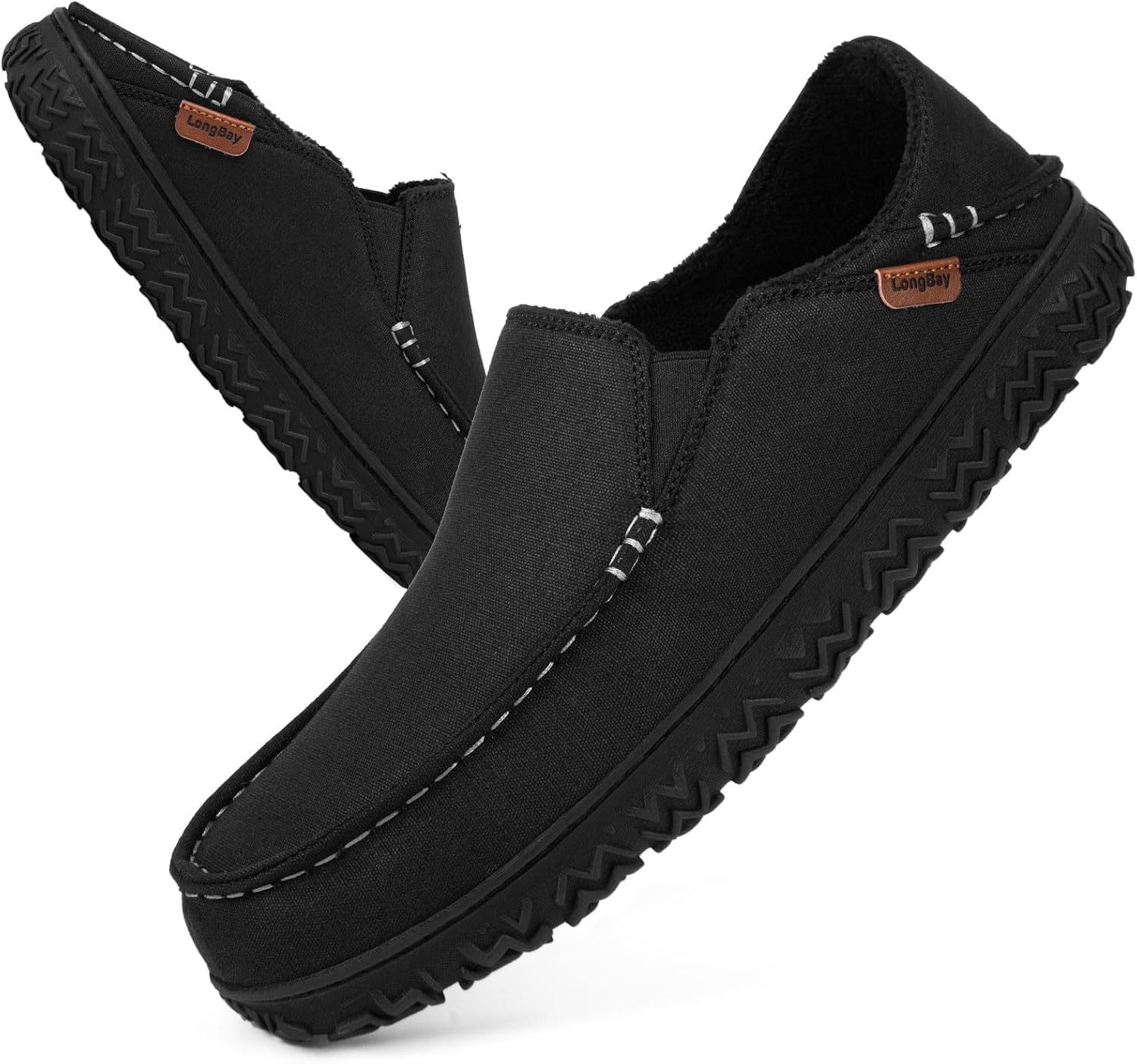LongBay Mens Moccasin Slippers Cozy Breathable Memory Foam House Shoes for Indoor Outdoor