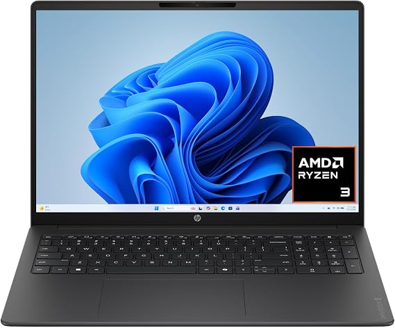 HP OmniBook 3 16 inch Laptop PC, 2K Touchscreen, AMD Ryzen 3 30, 8 GB RAM, 512 GB SSD, AMD Radeon 610M GPU, Windows 11 Home, Mica Silver, 16-by0299nr