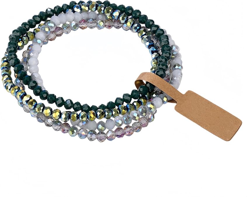 Delicate Colorful 4mm Glass Crystal Beads Elastic Stackable Bracelet Bohemian Layered Stretch Strand Friendship Bracelets Handmade Shiny Bangle Jewelry for Women