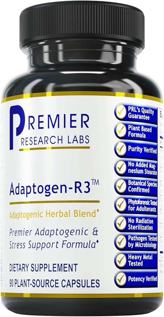 Premier Research Labs Adaptogen-R3 Supplement - Rhodiola Rosea Supplement with Maca Root, Adaptogen Complex for Stress, Heart & Metabolic Health - 90 Vegetarian Capsules