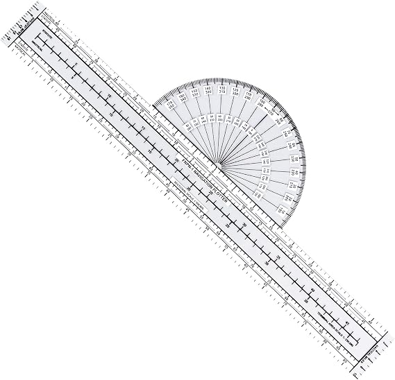 Fixed Aviation Navigation Plotter | Double-sided Sectional, WAC and Terminal Area scales with mile and nautical-mile calibration