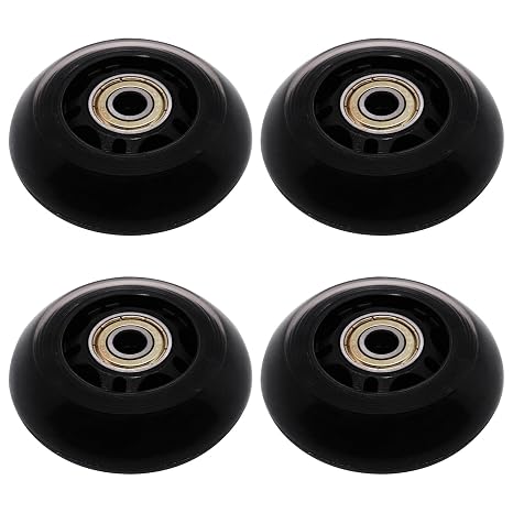 Inline Skate Wheels With Bearings, 2.5 Inch Roller Blade 64mm Outdoor and Indoor Clear Wheels for Office Chairs, Luggage (4 Pack, Black)