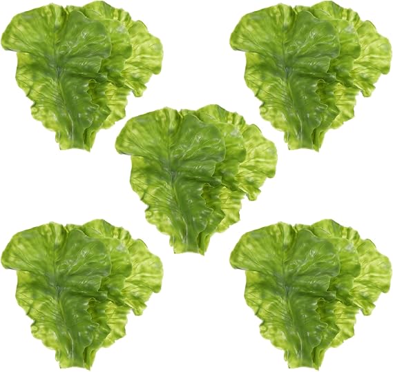 15 Pcs Artificial Vegetable Green Lettuce Leaves Artificial Lettuce Leaves Lifelike Vegetable Lettuces Lettuce Leaves Model for Home Kitchen Decoration