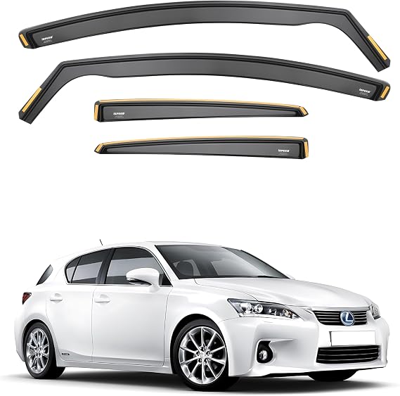 ISPEED Wind Deflectors For LEXUS CT 200H 2011-2020 5 Door Hatchback 4pc - Keep Your Car Ventilated In Rain - Reduce Wind Turbulence - Tinted In-Channel Type