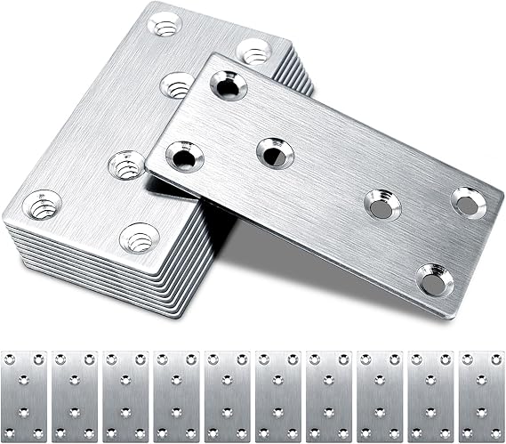 10PCS Silver Flat Brackets for Wood, Gorffy 80 × 40 × 1.75mm Bracket