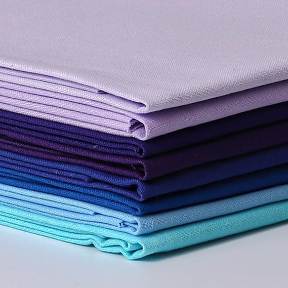 18 * 21inch Cotton Fabric, Premium Fabric Pure Quilting Fat Quarter Bundles Patchwork for Sewing DIY Craft (Blue Purple Series, 8PCS)