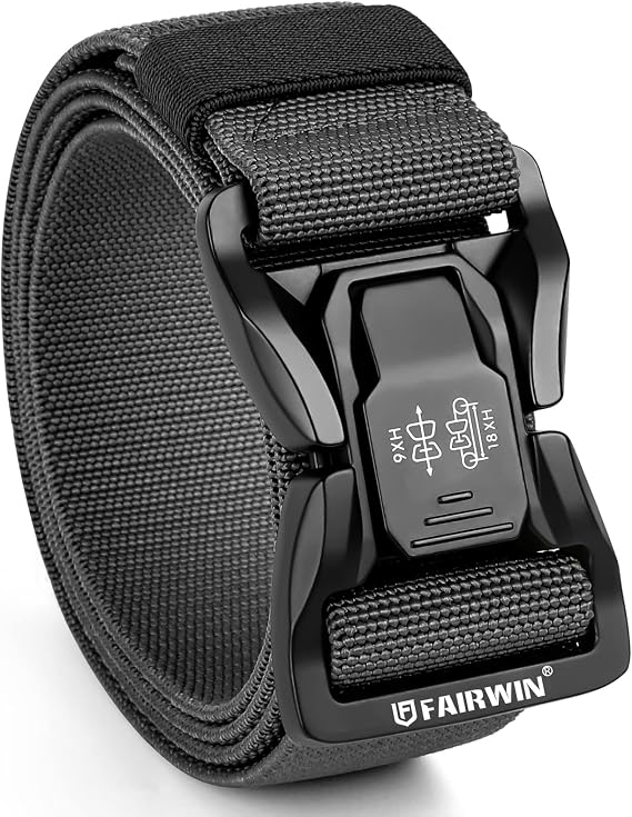 FAIRWIN Men Belt,Quick Release Tactical Belt, Military Work Stretch Nylon Web Belt for Men