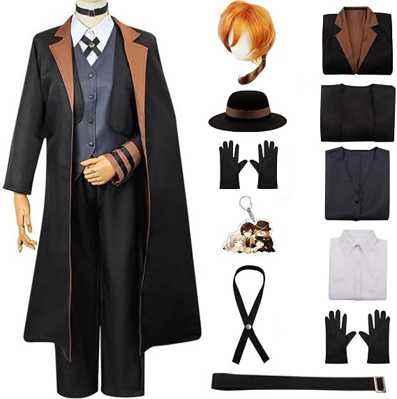 Nakahara Chuuya Cosplay Costume Black Cloak Male and Female Suit Osamu Dazai Cosplay Halloween Party