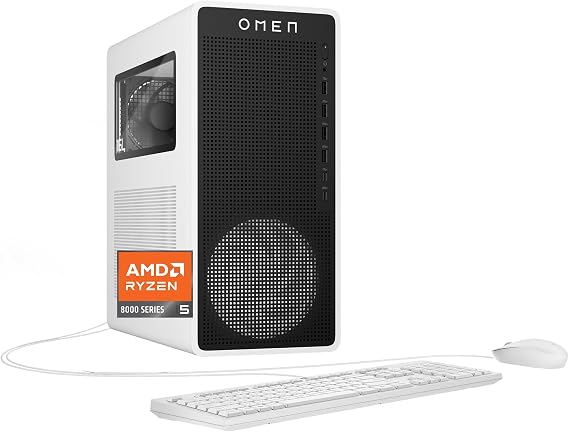 HP OMEN 16L Gaming Desktop PC, AMD Ryzen 5 8500G, 16GB RAM, 1TB SSD, NVIDIA GeForce RTX 5060, Windows 11 Home, Microsoft Copilot, Panda Metal, TG03-0020 2025