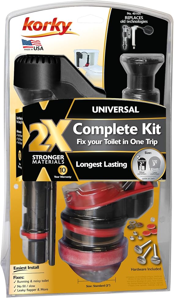Korky Standard 2-Inch, 2X Long-Life Complete Toilet Repair Kit - 4010X