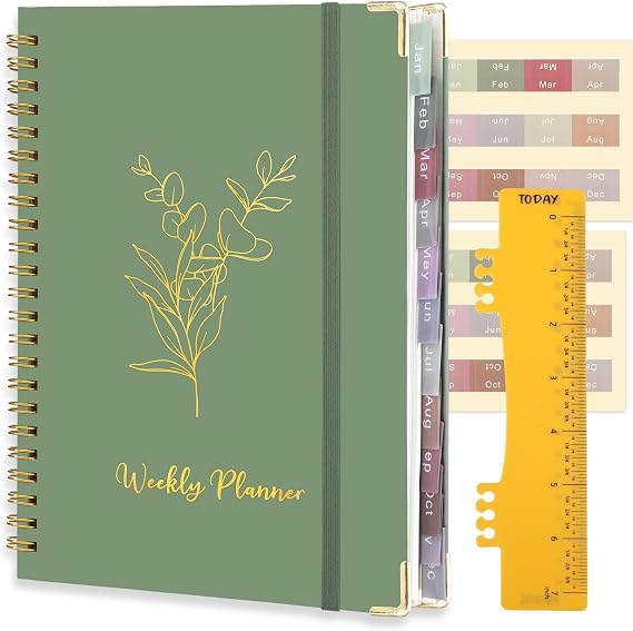 Undated Weekly Planner A5, Hardcover Notebook With 24 Monthly Tabs