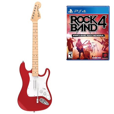 Mad Catz Rock Band 4 Wireless Fender Stratocaster Guitar Controller and Software Bundle for PlayStation 4 - Red