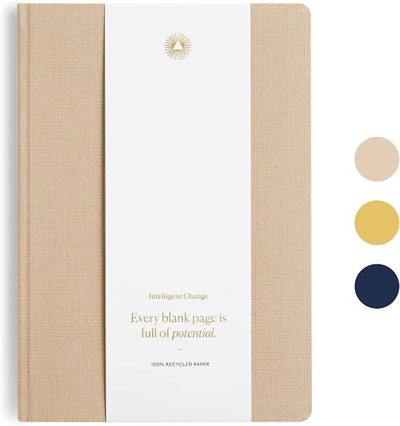 Intelligent Change Premium Daily Small Notebook With Quotes, Lined Journal, Work Notebook, A5 Journal for Writing Notes, To-Do Lists, Creative Writing