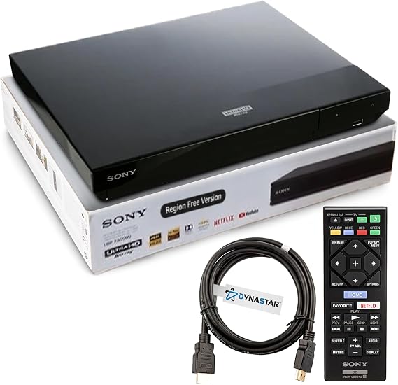 Region Free 4k UHD Blue Laser for Sony UBP-X700M | Multi-Region Code-Free | UHD 4K Playback Blu-ray Zone A, B, C Plus DVD Region 0-8 | 3D, WiFi, 4K Upscaling | Dynastar 6FT HDMI