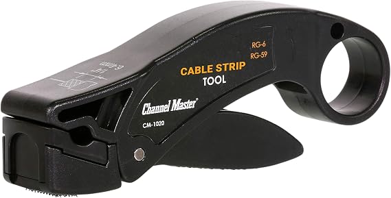 Channel Master Coaxial Cable Preparation Tool RG6/RG59 Coax Stripper for Quick & Precise Cable Prep, Ideal for Antenna, Satellite & Cable TV Installations, Weatherproof design for Outdoor use