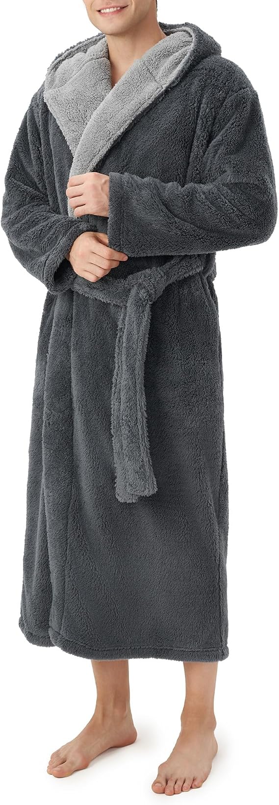 DAVID ARCHY Men's Soft Fleece Plush Robe Full Length Long Bathrobe