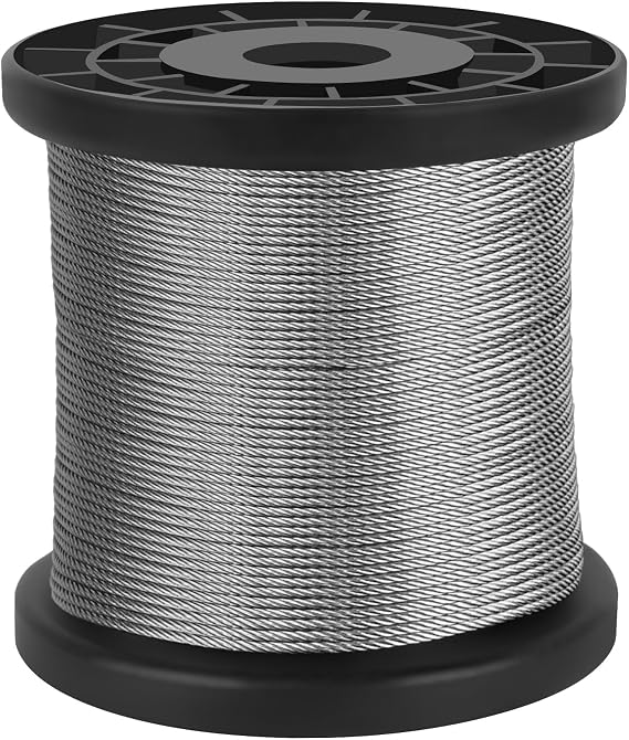 1/16 Wire Rope 304 Stainless Steel Cable, 250ft Aircraft Cable With 120Pcs Sleeves, 7x7 Strand Core 368lbs Strong Load-Bearing, Perfect for Outdoor Clotheslines or Crafts