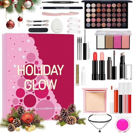 Beauty Christmas Countdown 2025 Advent Calendar with 24 Cosmetics Make-Up Gift Set for Women Teenagers Girls and Beauty Lovers Perfect for Birthday New Year Holiday Party Wedding